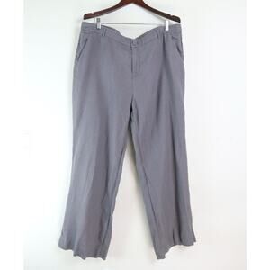 Garnet Hill Size 18 Classic Linen Trouser Pants Straight Leg Gray